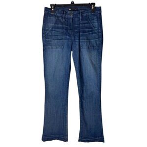 3x1 Jeans Women 27 Blue Gunner Wash Denim Patch Pocket Boot Cut Cropped Retro